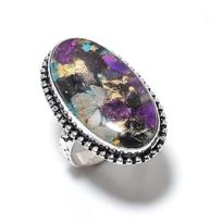 Spiny Oyster Gemstone Handmade 925 Sterling Silver Jewelry Ring Size 9 P4H43 gray