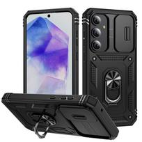 Karinis šarvų laikiklio dėklas, skirtas Samsung Galaxy S24 S23 S22 S21 Ultra Plus A55 A35 A54 A14 4G 5G slankiojančios kameros apsaugos kortelės kišenės dangtelis Samsung F12 black