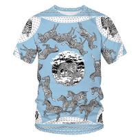 Prabangūs 3D spausdinimo zebras T-shirt vyriški vasariniai trumpomis rankovėmis marškinėliai Street Fashion prekės ženklo asmenybė berniukui T-shirt laisvalaikio apvalios iškirptės viršutiniai drabužiai 4XL pilka