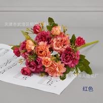 7 Forks Autumn Azaleas Artificial Roses Fake Flowers Wedding Decorations Simulated Flower Bouquets Home Tables Flower Tea Silk Flowers raudona