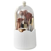 Makeup Brush Holder with Lid Dustproof Rotating Makeup Brush Holder Organizer Clear Makeup Brush Holder Cosmetic Brushes Organizer Holder for Vanity balta