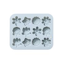 12 Holes Chocolate Moulds Flower Shaped Baking Molds Fondant Moulds Silicone Cake Mold Perfect Gift for DIY Baking Lover mėlyna
