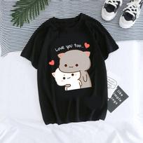 Kartoniniai grafiniai marškinėliai Mieli Bubu Dudu marškinėliai Y2k 90s Manga marškinėliai Moterys Vyrai Juokingi Marškinėliai Gotikiniai Harajuku Tees Viršūnės S juoda