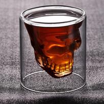 25 ml permatomas krištolinis kaukolės galvos stiklo puodelis Bar Club Fashion dvisluoksnė vyno taurė 1pcs