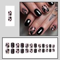 24 Pc Halloween Press On Nails Short Square Fake Nails Cute Designs Glossy False Nails Halloween Nails Cute Full Cover Glue On Nails Stick One Size black