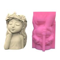 Crown Girls Pen Holder Flower Pot Silicone Molds Epoxy Resin Mold DIY Succulent Planter Mold for DIY Resin Decors beige