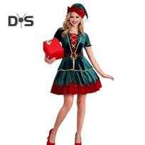 Kalėdų kostiumas Kalėdų Senelis Cosplay su kepure sijonas kelnes diržas scenos pasirodymas drabužiai Naujųjų metų vakarėlis šventinis atostogų komplektas Women M black