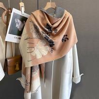 Naujas retro mados imitacijos kašmyro šalikas moterims žiemą, pastorintas ir šiltas kaklas, dvigubos paskirties skara išorėje 65*185cm beige