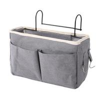 Bedside Storage Hanging Bag with Sturdy Hooks Large Capacity Multiple Compartments Waterproof Lining pilka
