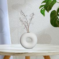 Ceramic Flower Vase Plant Pot Decorative Flowerpot Gift Round Ornament Bud for Home Kitchen S white