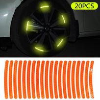 20vnt automobilio rato stebulės atspindintis lipdukas 3d stereo padangos dekoratyvinės juostelės nakties įspėjimas šviečiantis oranžinė