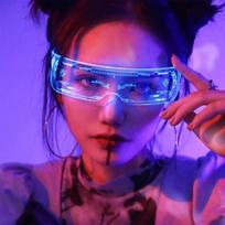 LED šviečiančių technologijų akiniai, elektrinės muzikos festivalis, sensoriniai akiniai, metinis susirinkimas, baras, batutas, mokslinės fantastikos akiniai One Size juoda