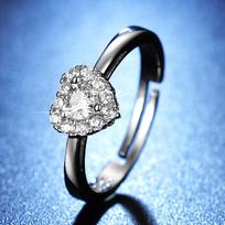 Simuliacinis moissanite žiedas, moteriškas širdies formos meilės sužadėtuvių žiedas, paprastos mados prabangus deimantinis žiedas opening adjustable
