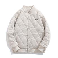 Baseball uniform cotton-padded jacket men's winter new style boys' velvet thickened trendy brand ins cotton-padded jacket same style for men and women 3XL gray