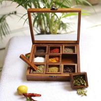 Spice Wooden Box/9 Wooden Masala Box Wooden All Purpose Masala black