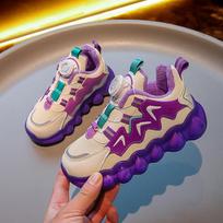 Trendy new fashion sports shoes children's soft sole fleece rotating button children's casual shoes 37 gray