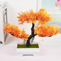 Artificial Plants Bonsai Small Tree Pot Fake Plant Flowers Potted Ornaments For Home Room Table Decoration Hotel Garden Decor geltonai oranžinės spalvos