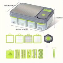 1 vnt., Daugiafunkcinis kvadratinis ašmenų nerūdijančio plieno rankinis maisto smulkintuvas - Lengvai pjaustantis daržovių smulkintuvas, pjaustytuvas Big Mac Vegetable Slicer [Deluxe] gray