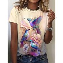 Bird Turtle Frog Cat Pattern T Shirt Women Cartoon Animal 3D Printed T-Shirts Summer Short Sleeve O-Neck Tees Loose Street Tops S