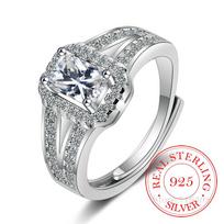 Pažadas 925 prabos sidabro klasikinis vestuvinis žiedas Aaa +kubinio kristalo žiedai moterims pamergių papuošalai pakabukai princesės bižuterija Resizable white