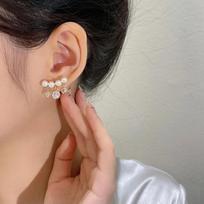 Fashion Zircon Tassel Pearl Ear Cuff Earrings For Women Korean Style Delicate Jewelry Wholesale