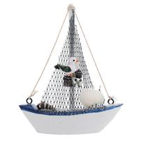 Buriavimo modelis Namų dekoras Viduržemio jūros valtis Burlaivis Figūrėlė Subtilus mini laivo ornamentas Amatai Medinis 13.3x11cm white