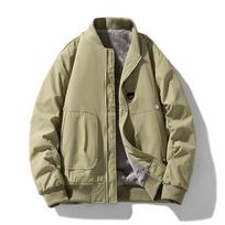Autumn and Winter New Jacket Men's Hong Kong Style Simple Fashion Casual Baseball Jacket Hong Kong Style Warm Velvet Jacket M