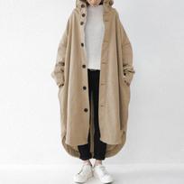 Women's Windbreaker Jacket Hooded Mid-Length Coats 4XL armijos žalia spalva