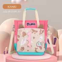 BUKA 3D Cartoon Dinosaur Handheld Tutoring Bags Special for Primary School Student Light Multi-functional Kid Messenger Bag Pupil Homework Storage Bag chaki
