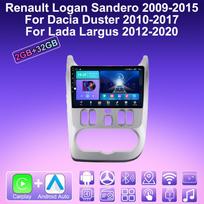 2 DIN Android Carplay Radijo grotuvas automobiliui Renault Logan Sandero 2009-2015 Multimedia grotuvas Galvos blokas Stereo GPS Navigacija BT WIFI 2+32GB 2+32GB blue