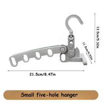 Portable Foldable Travel Hanger Folding Clothes Drying Rack Travel Hangers Hanging Rack with 5 Holes for Hotel Camping Travel Five hole hanger gray