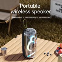 Nešiojama stereofoninė „Bluetooth“ kolonėlė Lauko belaidė DJ vakarėlio mini išmanioji spalvota LED kolonėlė Atspari vandeniui juoda