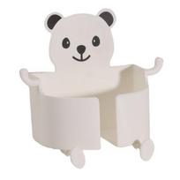 Bedside Phone Charging Storage Bracket Wall Mounted Self-adhesive Punch-free Anti-slip Cartoon Bear Shape with Multi Hooks Phone Holder Organizer balta