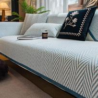 Chenille Sofa Cover Herringbone Striped Couch Mat Thickened Sofa Covers for Living Room Universal for Seasons Non-slip Couch Mat 70x70cm 1pcs white
