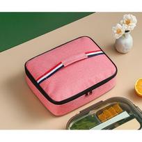 New Student Food Insulated Bag Large Capacity Portable Lunch Insulated Bag Bento Bag Outdoor Portable Waterproof Lunch Box Bag small【29.5*24.5*8】 rožinė