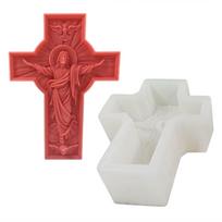 Religinis kryžiaus žvakės formos skulptūrinės žvakės forma „pasidaryk pats“ žvakei, gipsiniams ornamentams, namų dekoracijoms, epoksidinės dervos liejimui white