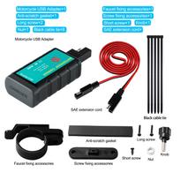 Motorcycle Square Fast Charging Dual USB Charger with Voltmeter Integrated SAE Socket 6.66*3.8*2.13cm mėlyna/juoda
