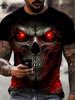Punk Style Etro vyriški marškinėliai Siaubo kaukolė 3D spausdinimu marškinėliai Summer Crew Neck trumpomis rankovėmis Madingi dideli marškinėliai Vyriški drabužiai 5XL gray
