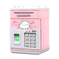 Elektroninė Piggy Bank MINI bankomato taupymo dėžutė su slaptažodžiu imituotu pirštų atspaudų pinigų banku gryniesiems Type-4 rožinė