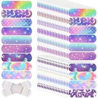 10PCS Multiple Styles PE Waterproof Breathable Cartoon BandAid for Children Cute Cartoon Sticky Color Elastic BandAid 10pc blue