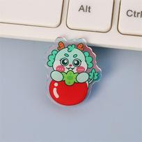 Cute little green dragon Laser acrylic brooch cartoon Dragon Year badge pin school bag pendant decorative accessory patch gray
