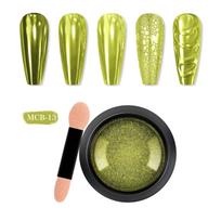 Nail Art Titano Pudra, Veidrodinė Milteliai, Vientisa Spalva, Galvanizavimas, Magiška Veidrodinė Pudra, Nagų Dailės Blizgučiai, Mcb Rinkinys yellow