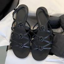 2024 Flower Sandals Flat Roman Sandals Women's Summer New Fairy Style Roman Shoes Hollow 2024 Sandals for Women Luxury Sandals 35