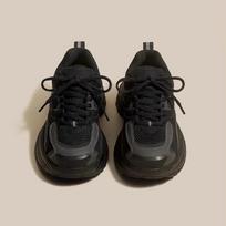 2024 New Thick Sole Color Block Dad Shoes Soft Leather Women Shoes Autumn Mesh Lace Up Casual Comfortable Versatile Sports Shoes 2024 35