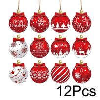 12 vnt./24 vnt. „Pasidaryk pats“ Kalėdų eglutės medinis pakabukas, Kalėdų Naujųjų metų ornamentas 12pcs red