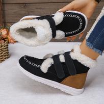 fashion Thick Plush Snow Boots Fashion Hook Loop Faux Fur Ankle Boots Winter Warm Cotton Shoes Woman Cozy Non Slip Flat Botas Mujer 2024 36 juoda
