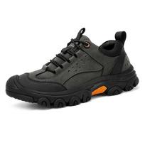 FashionMen's Soft Soled Anti-skid Treking Footwear Genuine Leather All-match Sneakers Vintage Style Mens Outdoor Casual Hiking Shoes 38 juoda