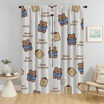 Bear Window Curtain for Room 2 Panel Curtains for Bedroom Halloween Decoration Home Interior Curtains Shades Partition Living W50xH70cmx2pcs