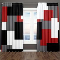 Abstract Geometric Red Free Shipping Window Curtains Blinds For Living Room Kid's Bedroom Bathroom Kicthen Door Home Decor2Pcs W65X60H(cm)X2Pcs&Hook