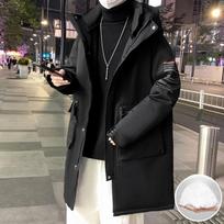 Down Jacket Men's Winter New Hong Kong Style Trendy Couple's Mid-length Thickened Work Jacket Winter Cold Weather Clothing for Men XS